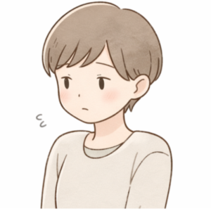 美容室の雰囲気について、少し様子をうかがっている人のイラスト